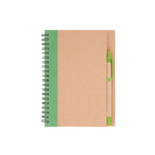 Libreta ecológica con detalle verde