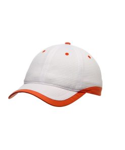 Gorra de microfibra blanca con detalle naranja