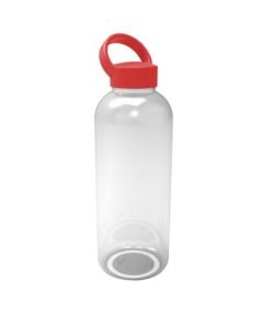 Botella de plástico con tapa roja