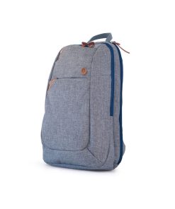 Mochila urbana gris con cierre azul