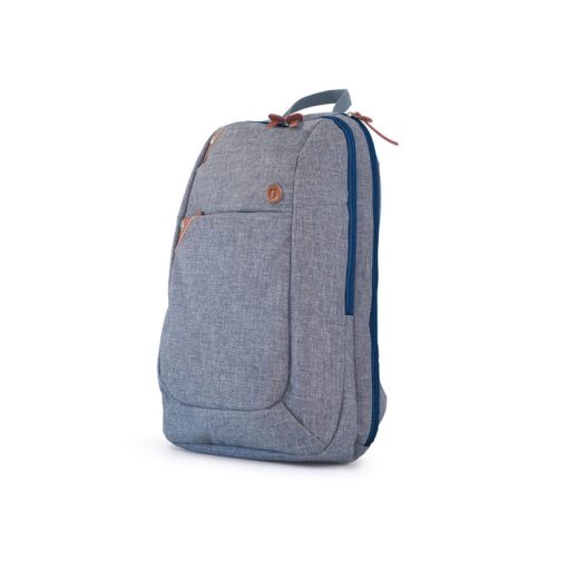 Mochila urbana gris con cierre azul