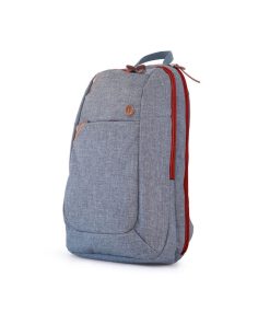 Mochila urbana gris con cierre rojo