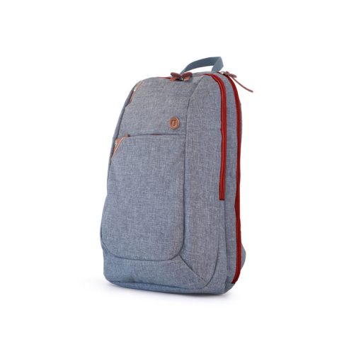 Mochila urbana gris con cierre rojo